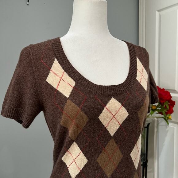 NEW Marina Luna Cashmere Argyle Classic Preppy Timeless Layering Sweater S NWOT - Picture 3 of 15